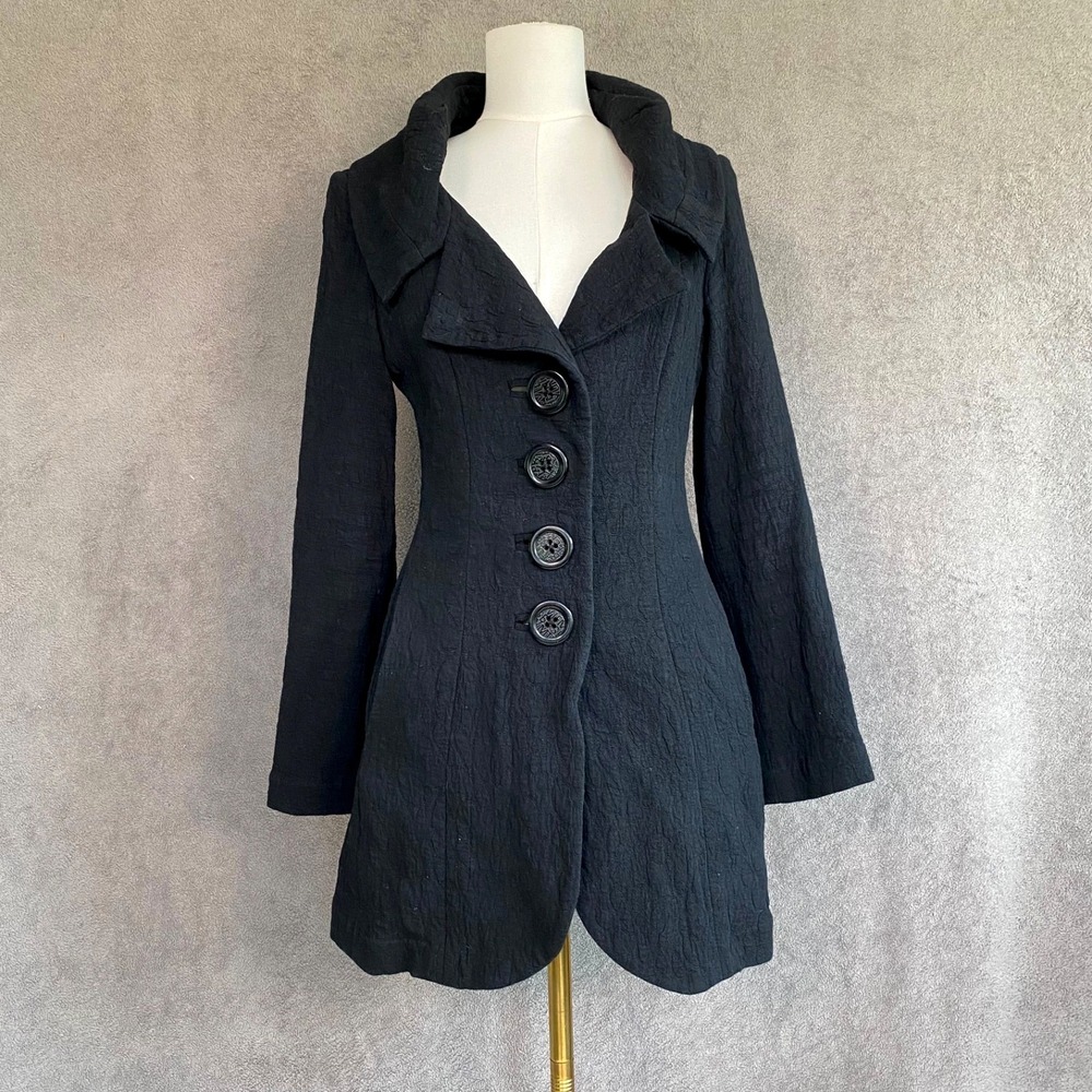 An Ren Womens Black Textured Jacket Size M Goth Grunge Steampunk Victorian